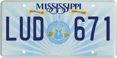 MS license plate LUD671