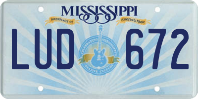 MS license plate LUD672