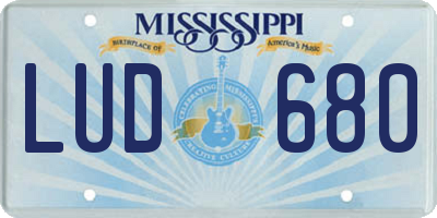 MS license plate LUD680