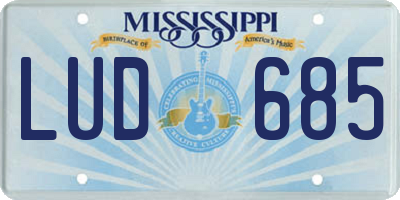 MS license plate LUD685