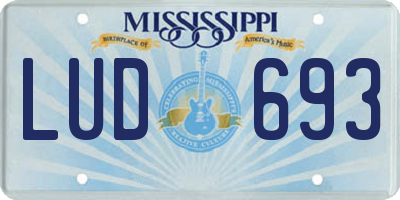 MS license plate LUD693