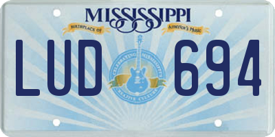 MS license plate LUD694