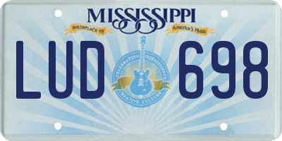 MS license plate LUD698