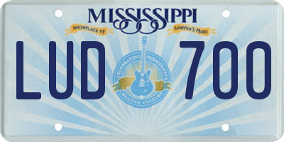MS license plate LUD700
