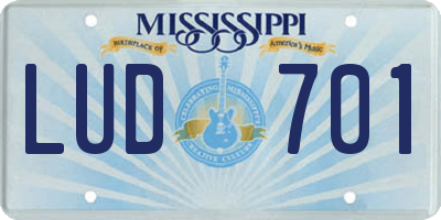 MS license plate LUD701