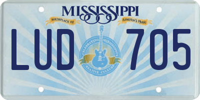 MS license plate LUD705