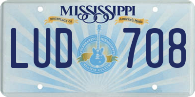MS license plate LUD708