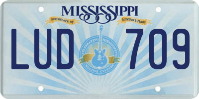 MS license plate LUD709