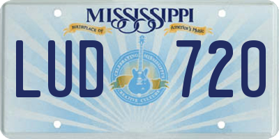 MS license plate LUD720