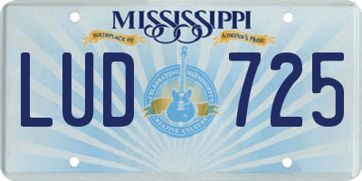 MS license plate LUD725