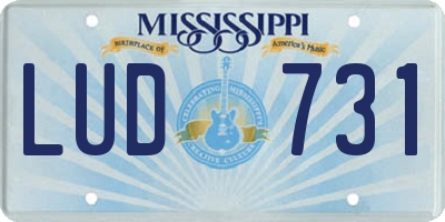MS license plate LUD731