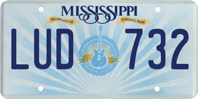 MS license plate LUD732