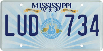 MS license plate LUD734