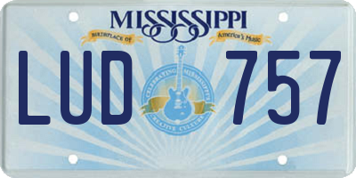 MS license plate LUD757