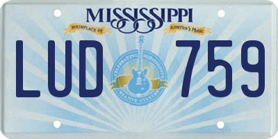 MS license plate LUD759
