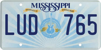 MS license plate LUD765