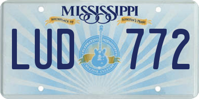 MS license plate LUD772