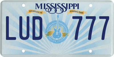 MS license plate LUD777