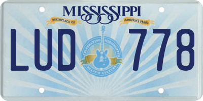 MS license plate LUD778