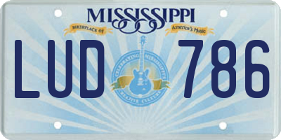 MS license plate LUD786
