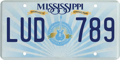 MS license plate LUD789
