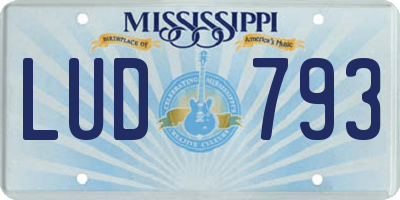 MS license plate LUD793