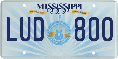 MS license plate LUD800