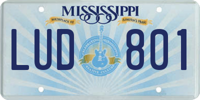 MS license plate LUD801
