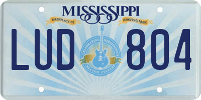 MS license plate LUD804