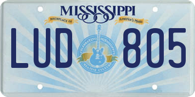 MS license plate LUD805