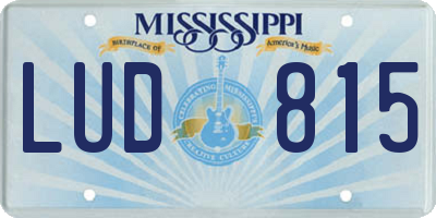 MS license plate LUD815