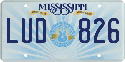 MS license plate LUD826