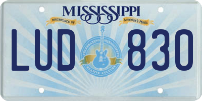 MS license plate LUD830