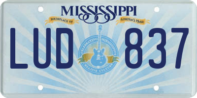 MS license plate LUD837