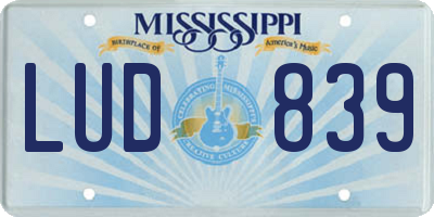 MS license plate LUD839