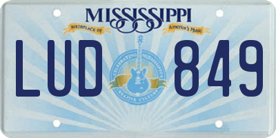 MS license plate LUD849