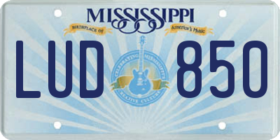 MS license plate LUD850