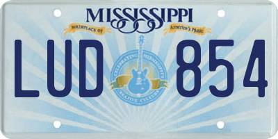 MS license plate LUD854