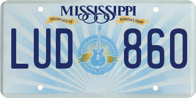 MS license plate LUD860