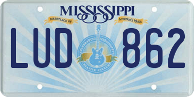 MS license plate LUD862