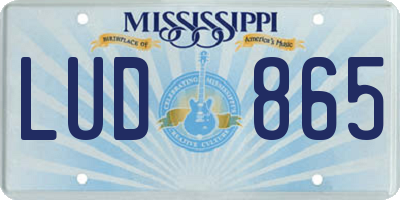 MS license plate LUD865