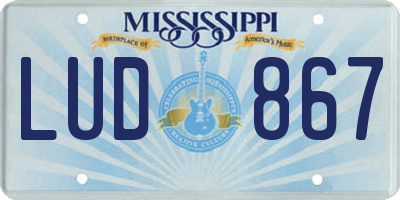 MS license plate LUD867