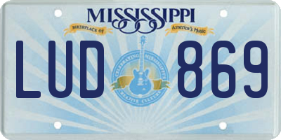 MS license plate LUD869