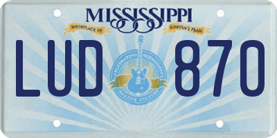 MS license plate LUD870