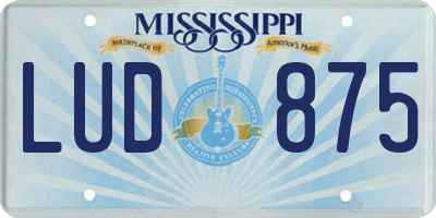 MS license plate LUD875