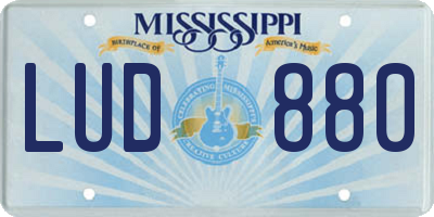 MS license plate LUD880