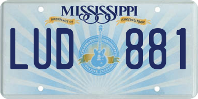 MS license plate LUD881