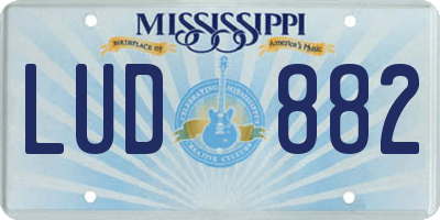 MS license plate LUD882
