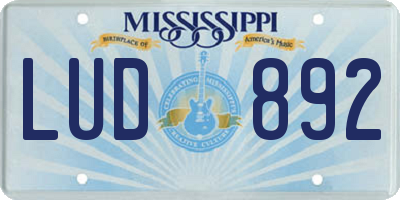 MS license plate LUD892