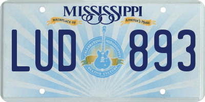 MS license plate LUD893